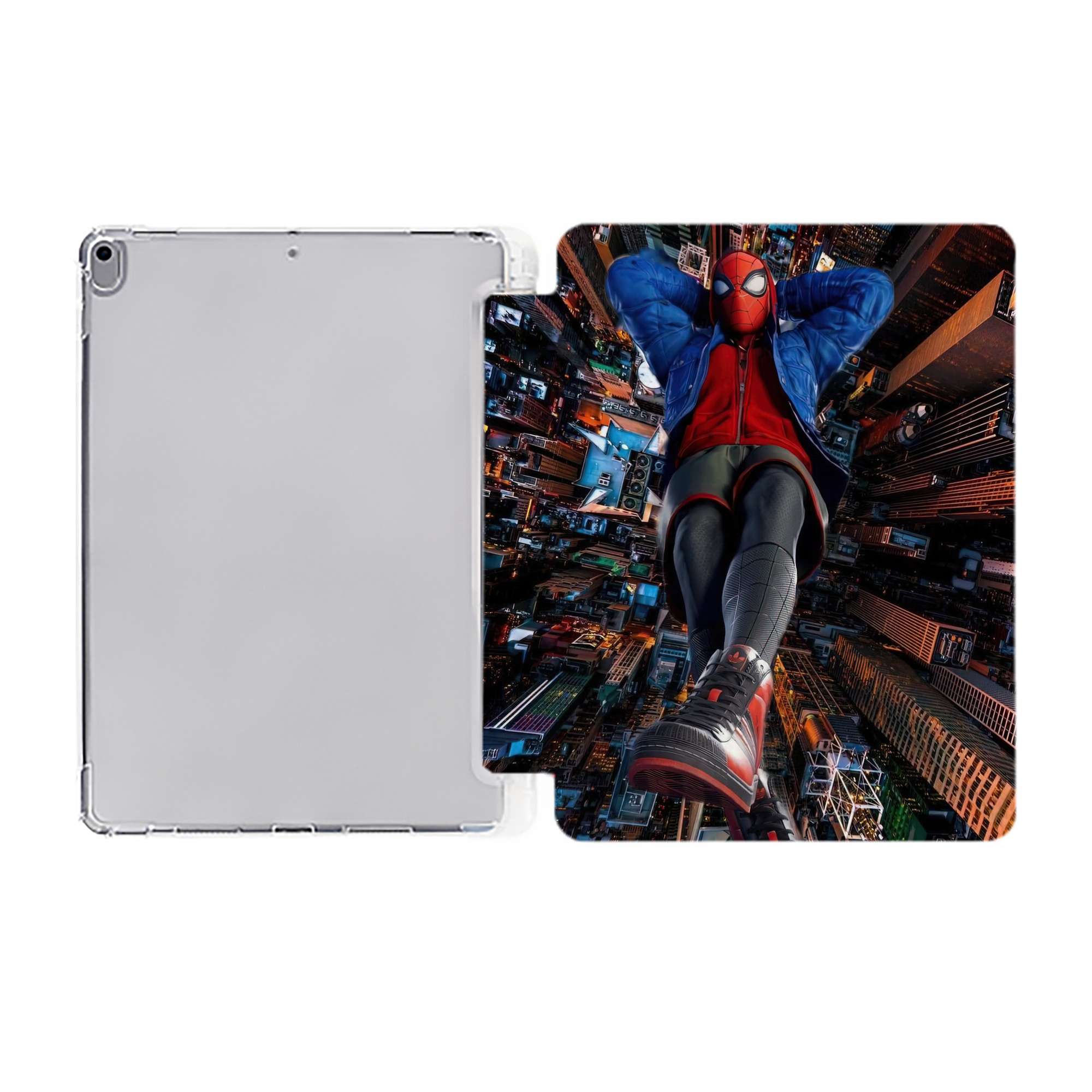 （画像用） Spider Man スパイダーマン IPad ケース ペン収納付き 三つ折りスタンド PUレザー×シリコン 対応機種9.5/10.5/10.9インチ